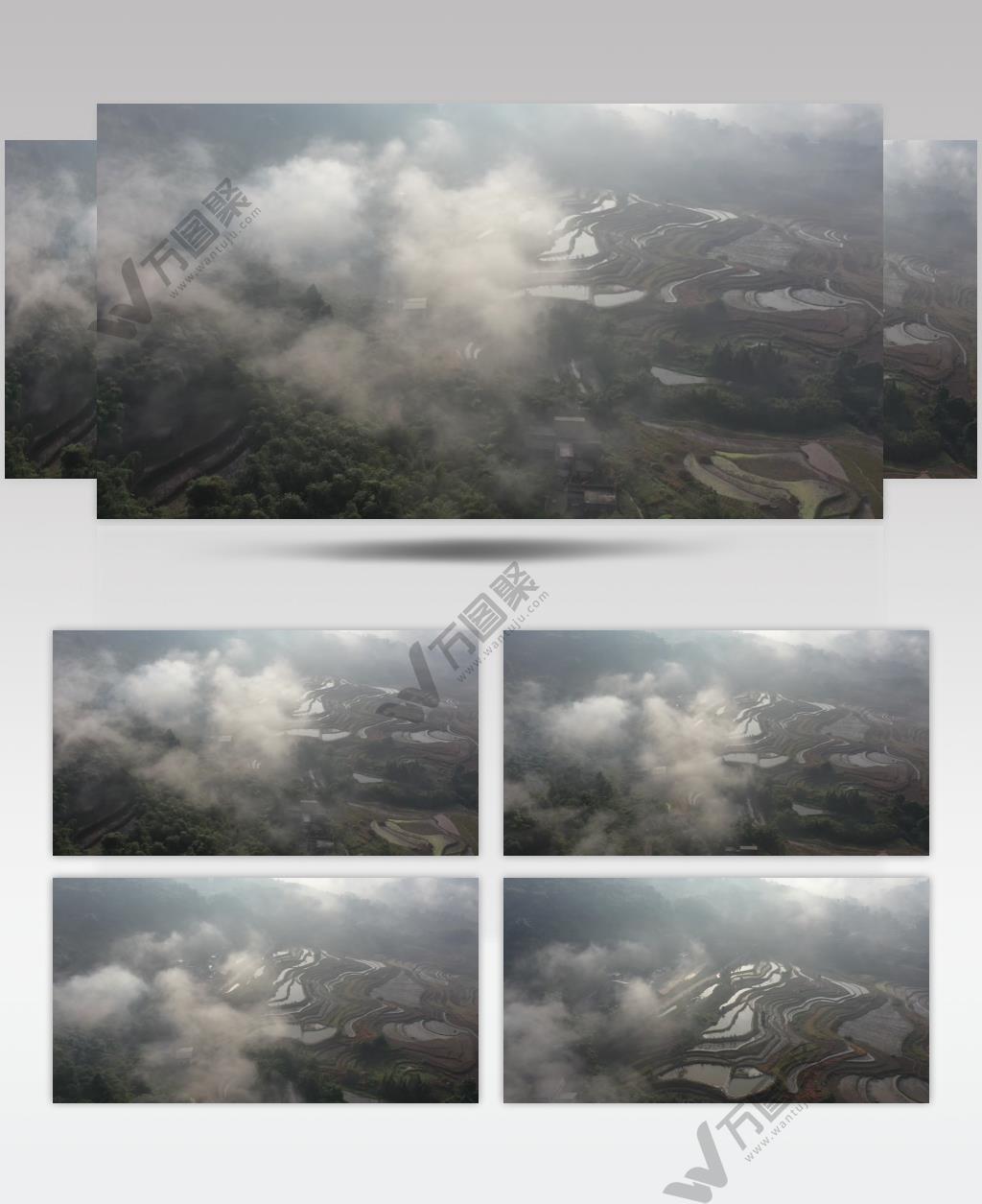 云雾 梯田  山巅 山川 乡村 农村  美景 视频素材 航拍视频素材  