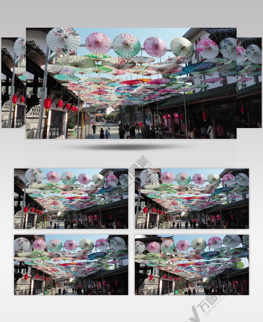 油纸伞 古镇 高清视频素材 实拍素材 游乐场