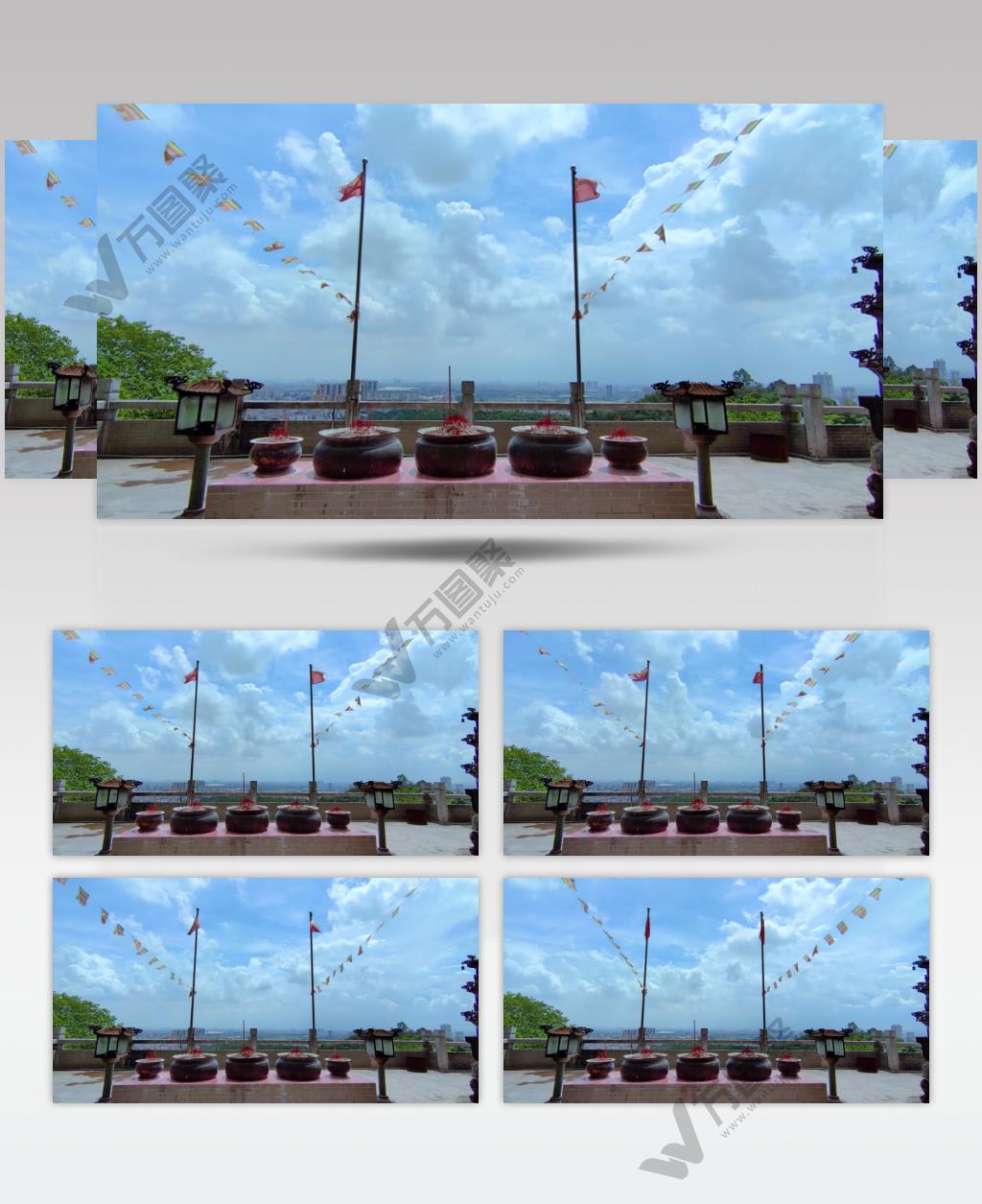 4K山顶寺庙延时摄影实拍视频空镜素材