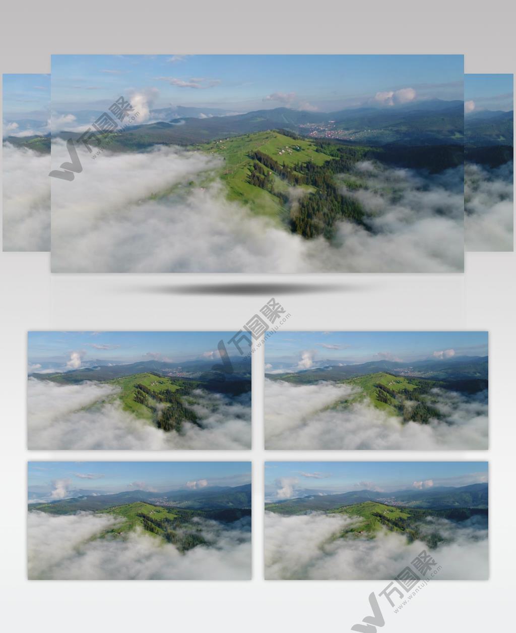 航拍云雾缭绕的森林美景实拍视频