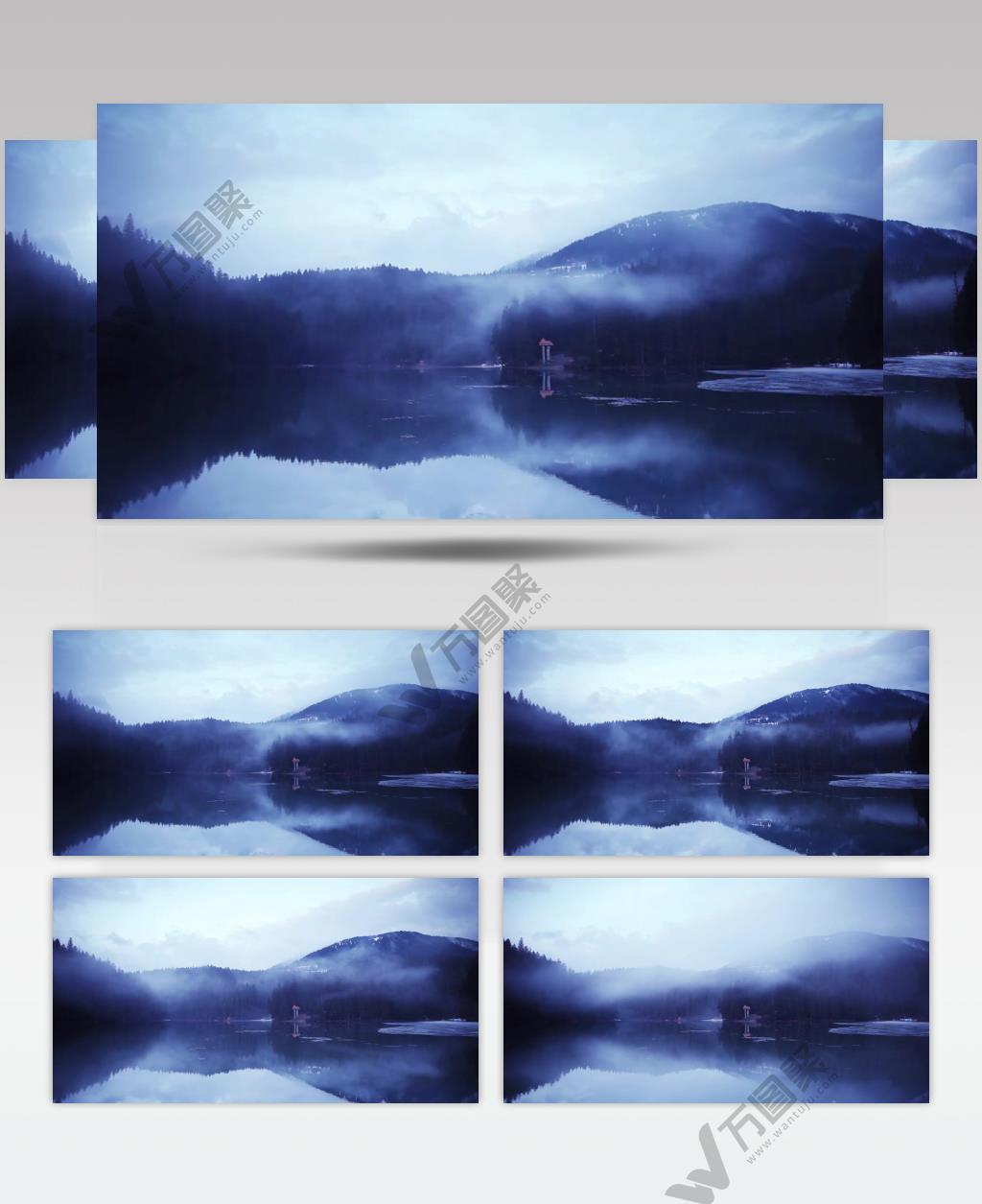 湖泊薄雾神秘森林美景实拍视频