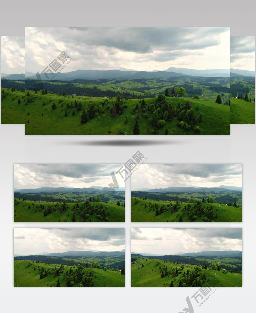 蓝天白云下的山脉草原美景实拍视频