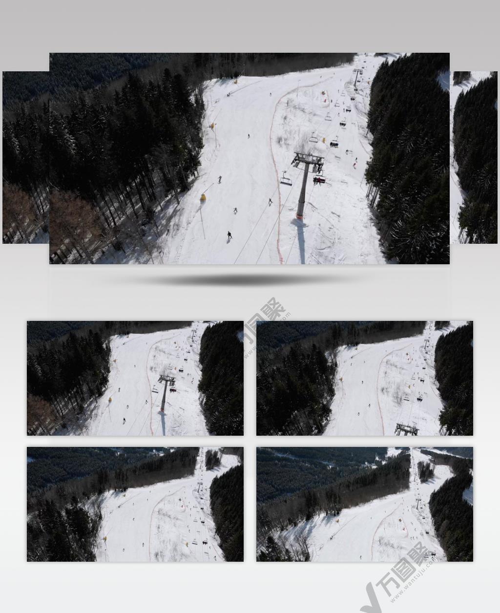 航拍雪山滑雪场游玩美景是实拍视频