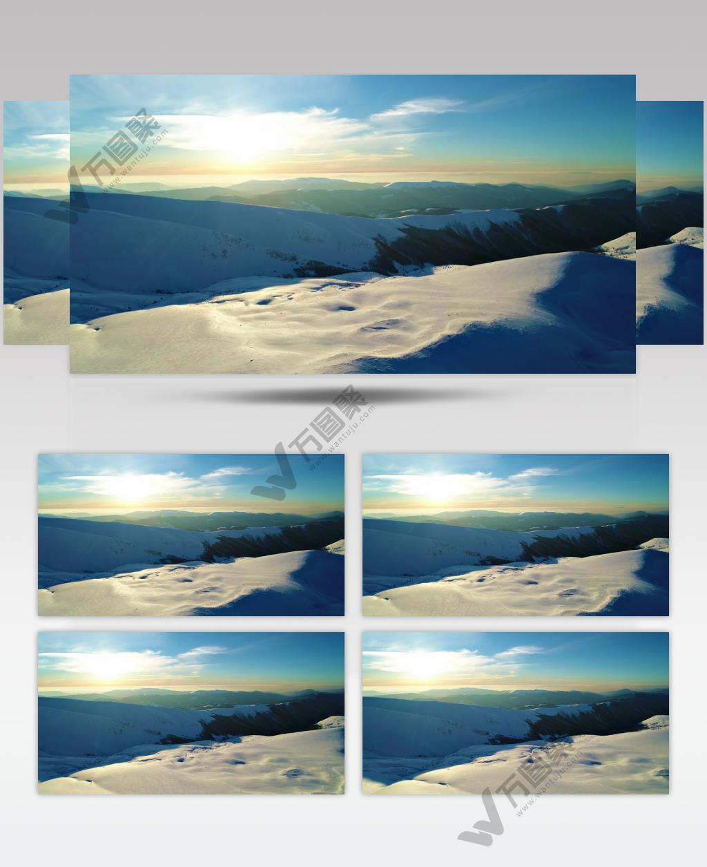 清晨太阳照耀的雪山山脉实拍视频