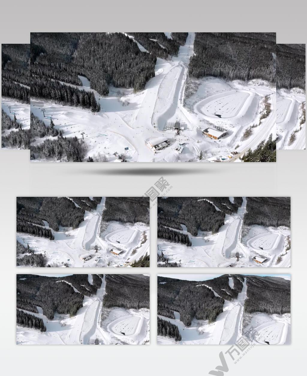 航拍雪山山脉滑雪场实拍视频