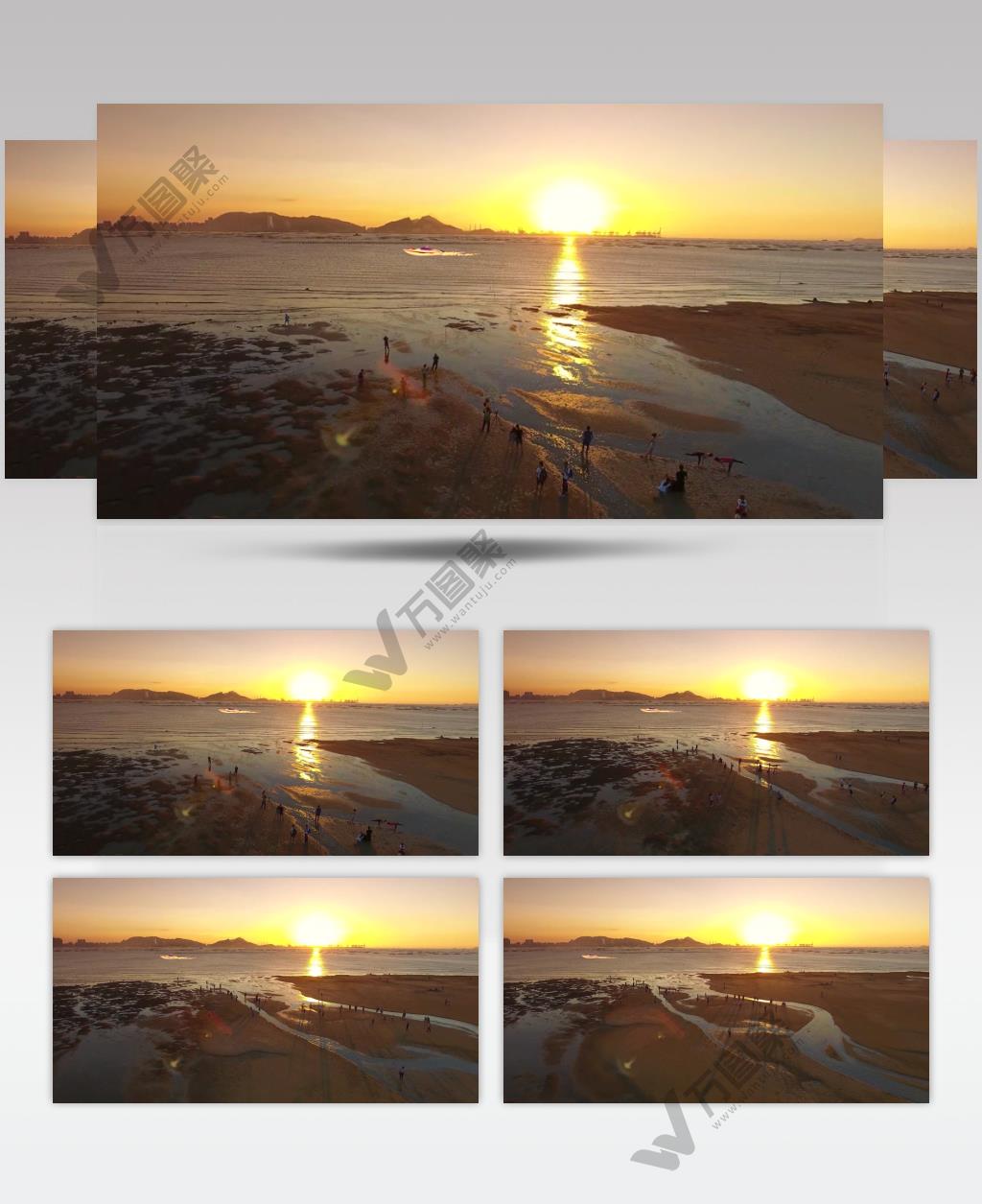 4K宁波奉化莼湖海滩唯美晚霞