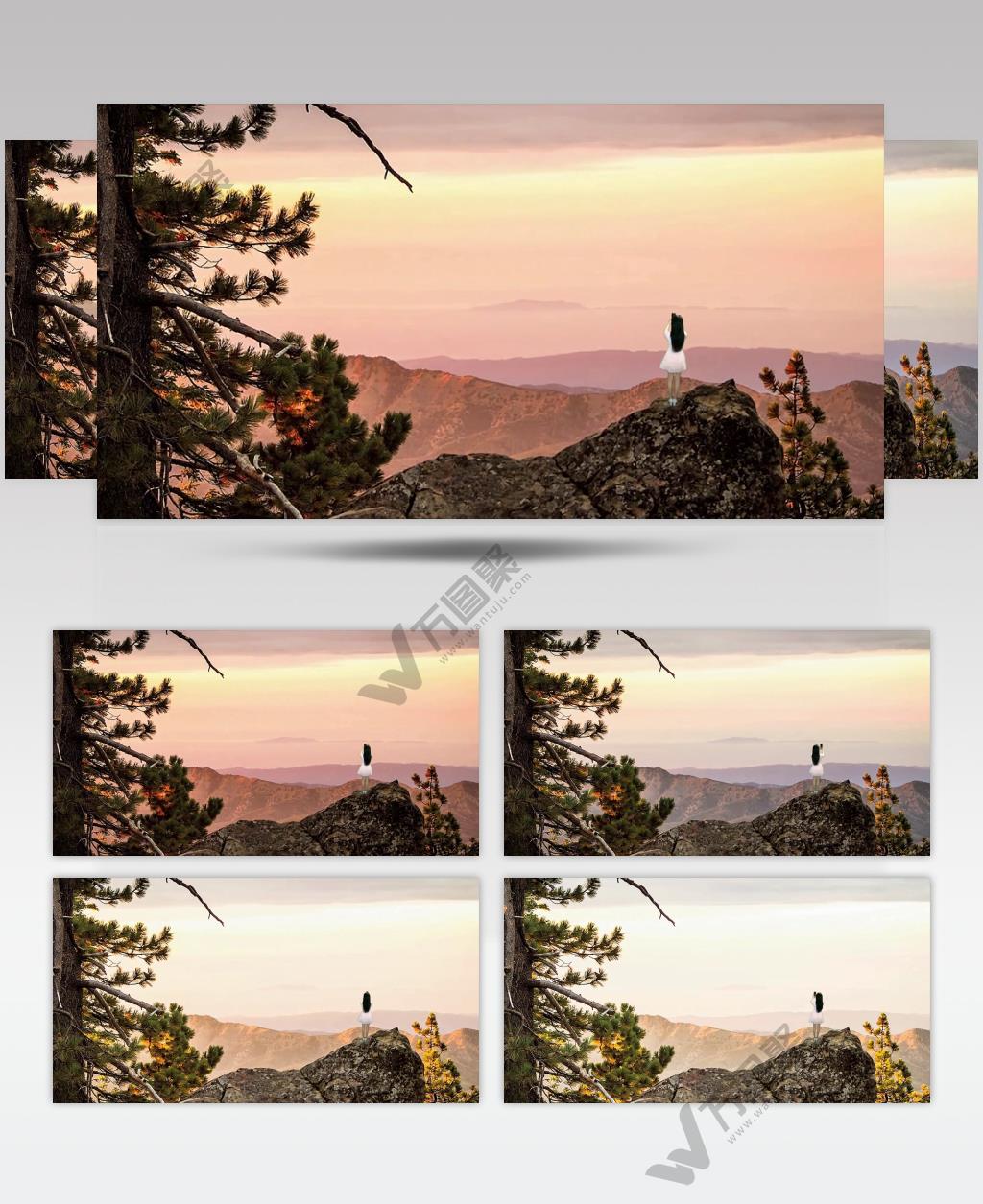 4K黄山松一侧朝霞