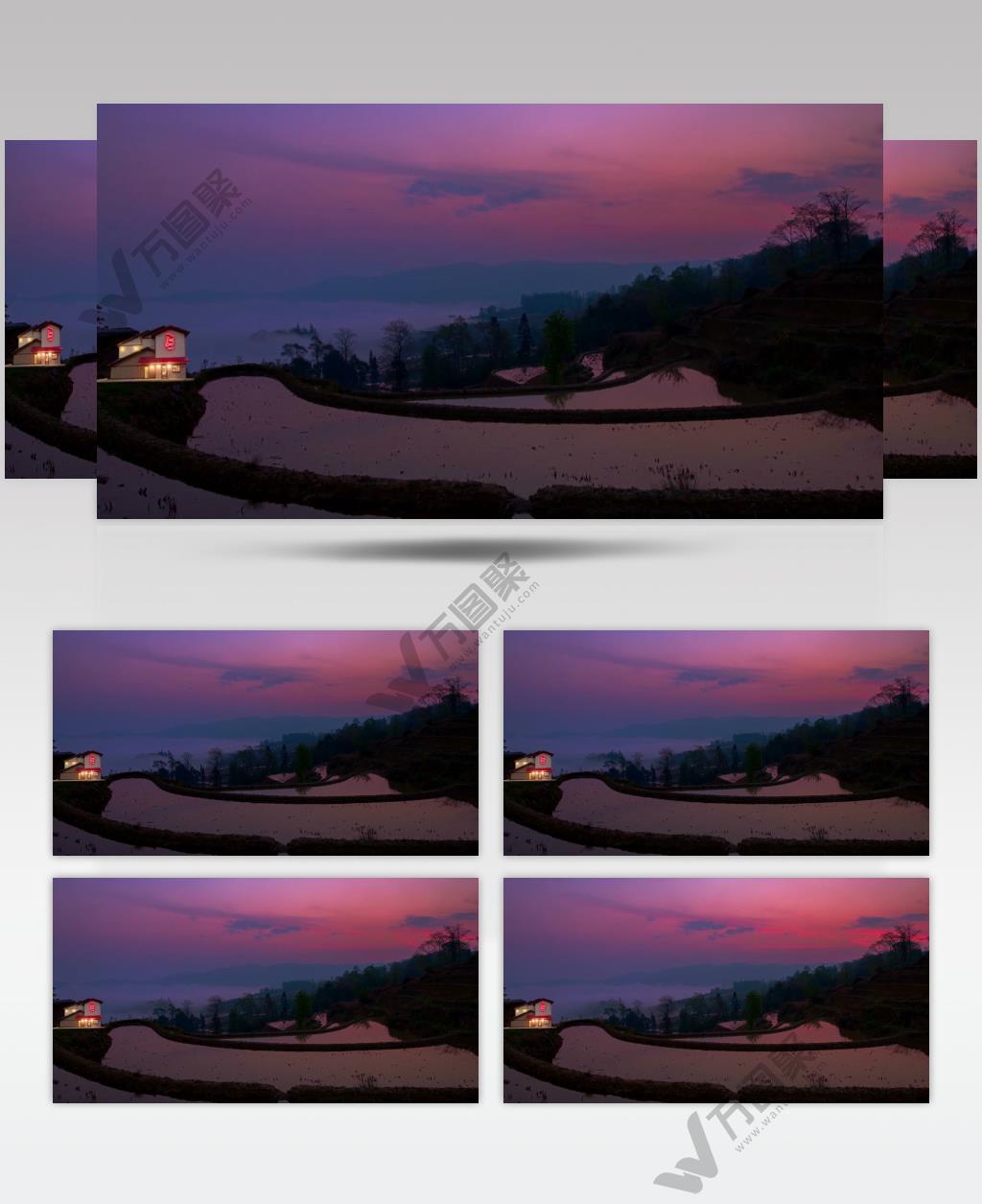 4K新时代梯田早晨唯美色彩