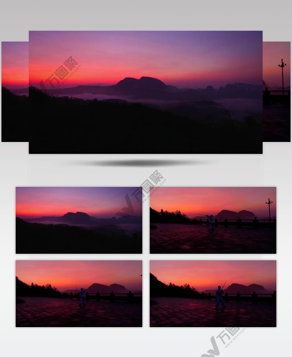 4K日出前晨练与唯美色彩