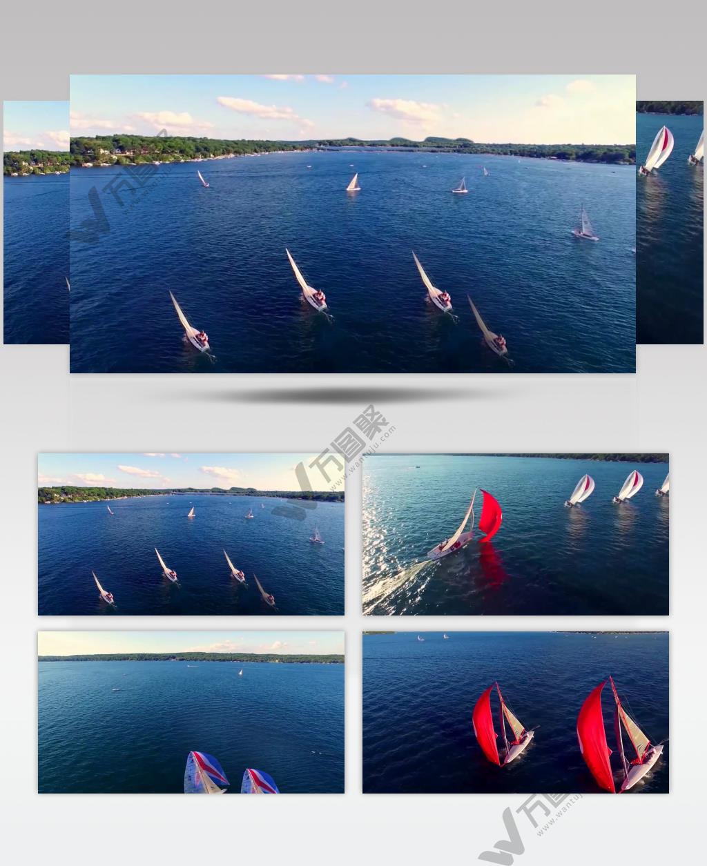 4K瑞士碧湖帆船训练唯美景色