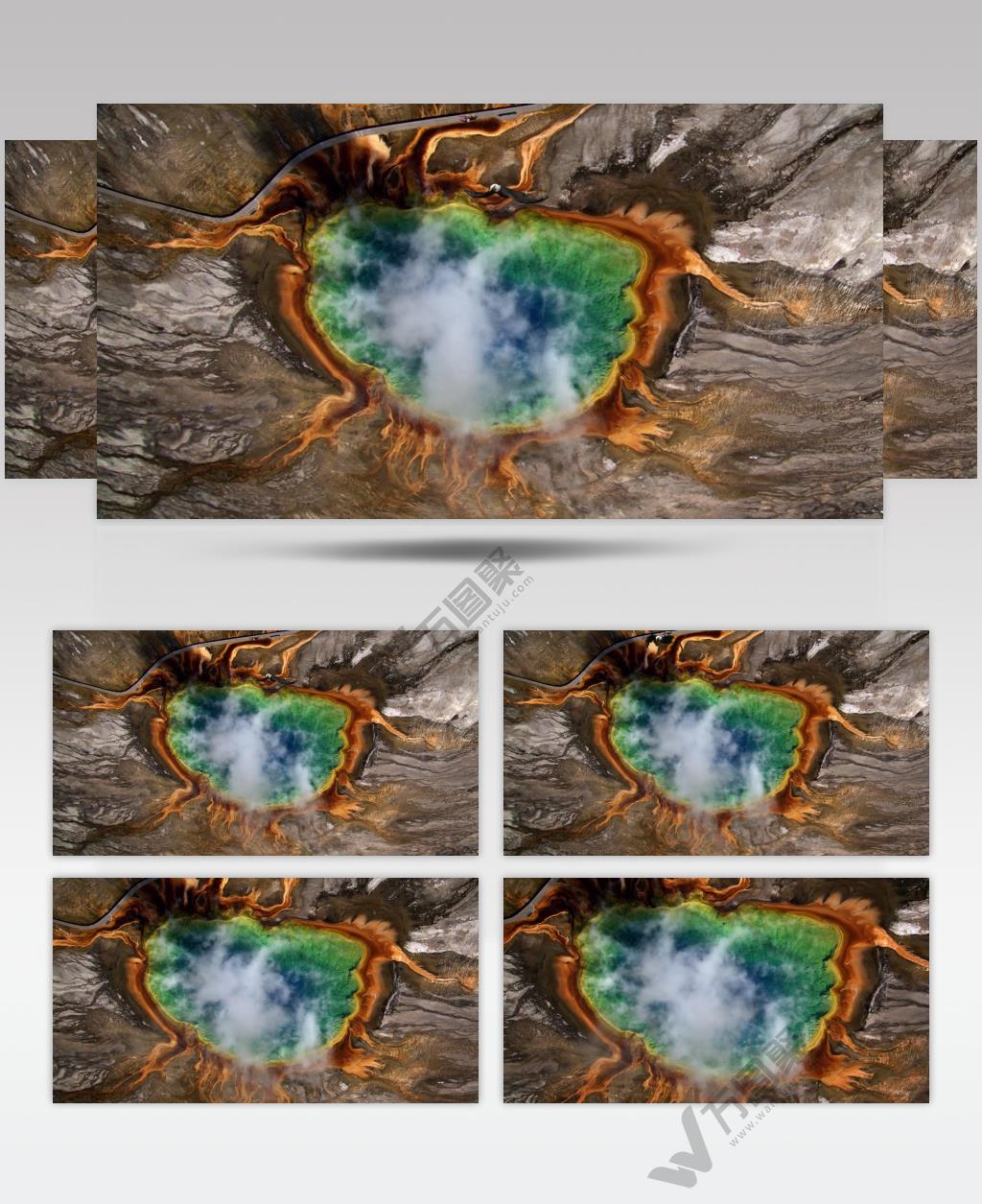 4K原始蓝绿菌温泉奇观