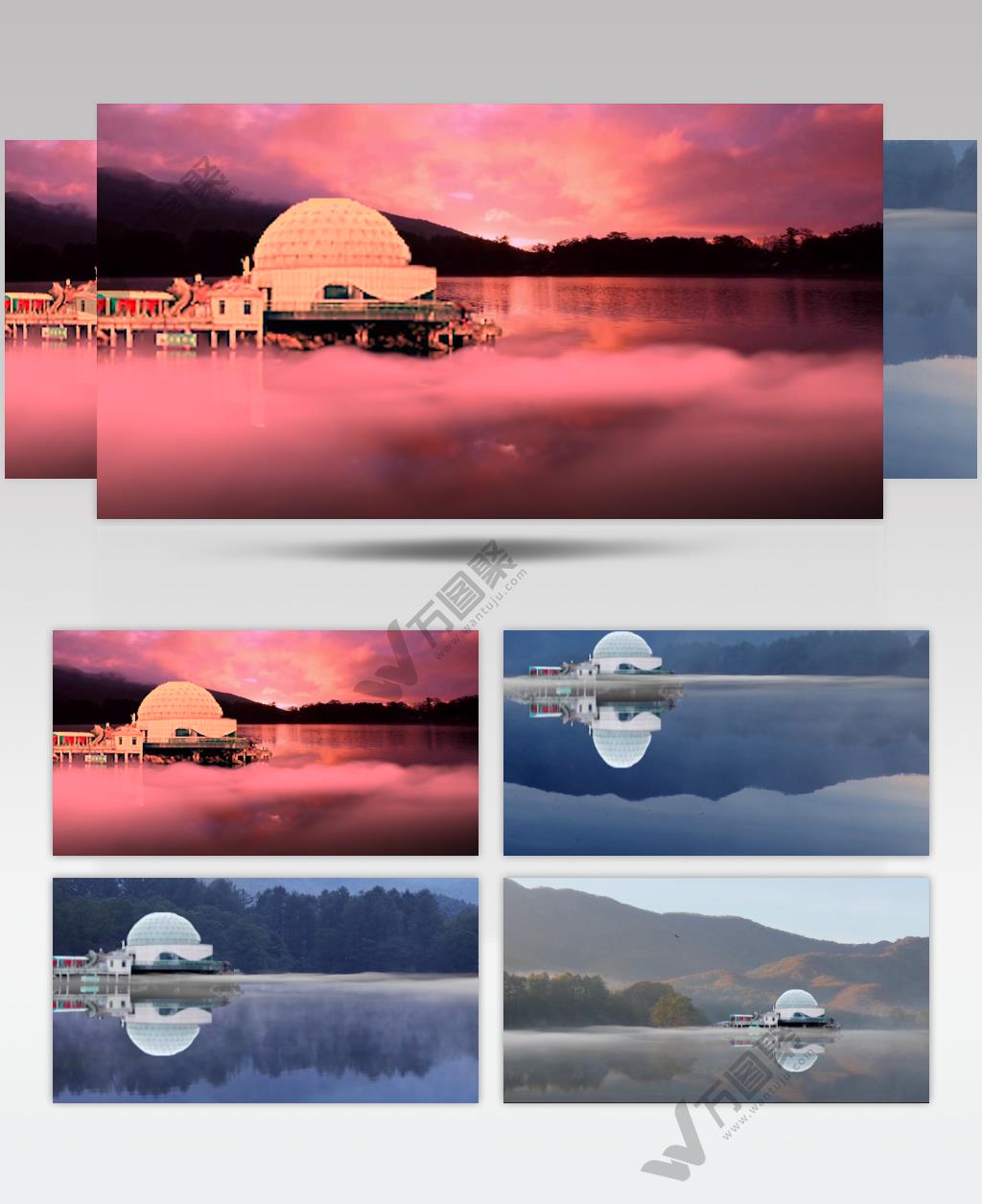 4K宁波九龙湖猴岛朦胧雾境与色彩