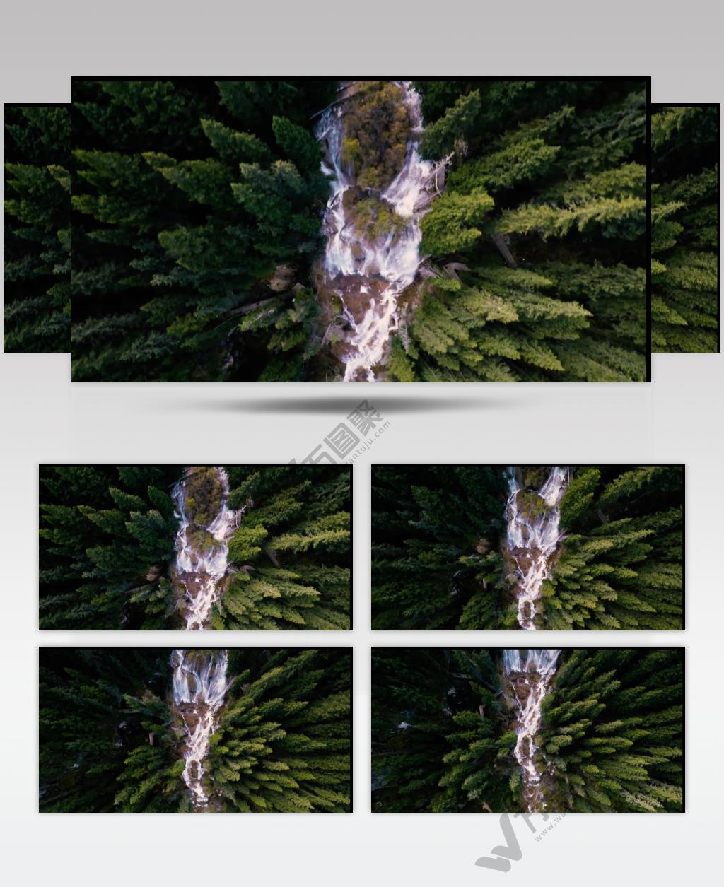 四川九寨沟珍珠滩溪流与瀑布俯视