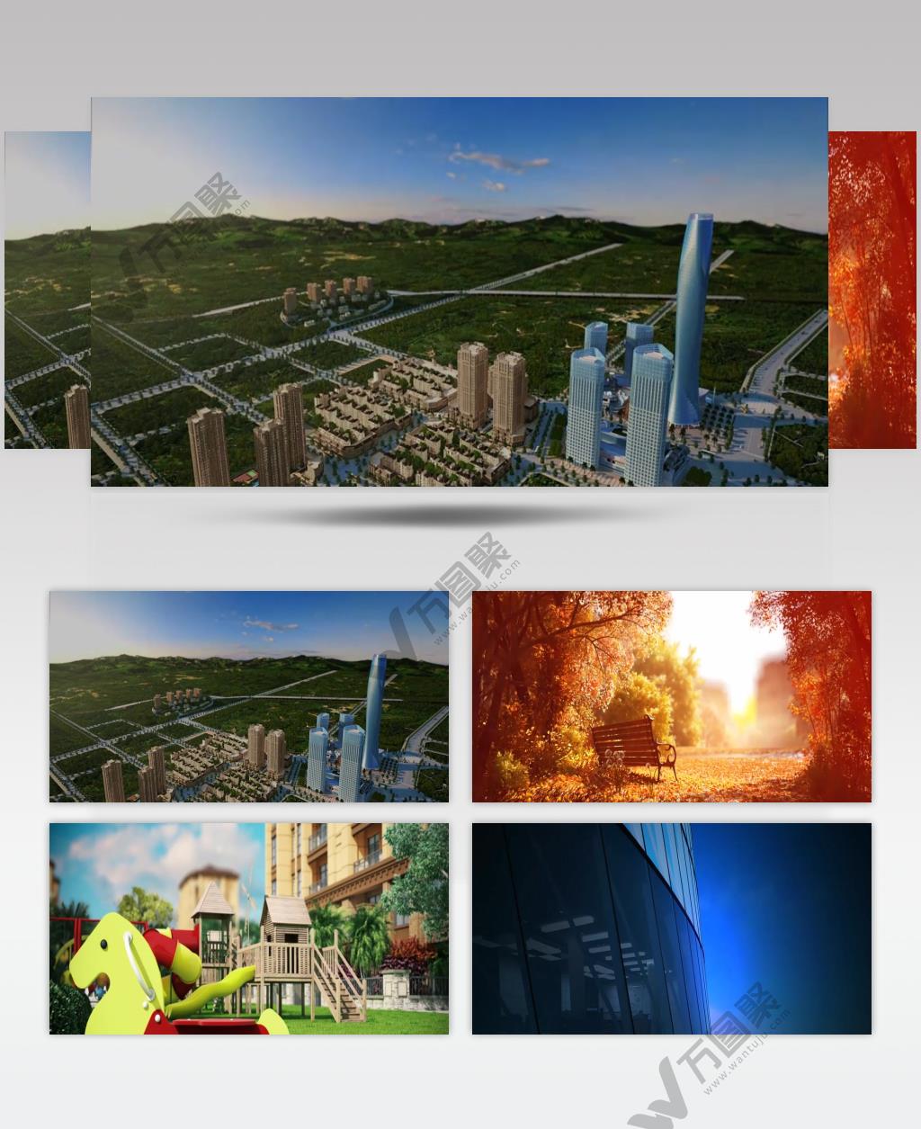 三维建筑漫游动画 房地产 楼盘 水景 小品