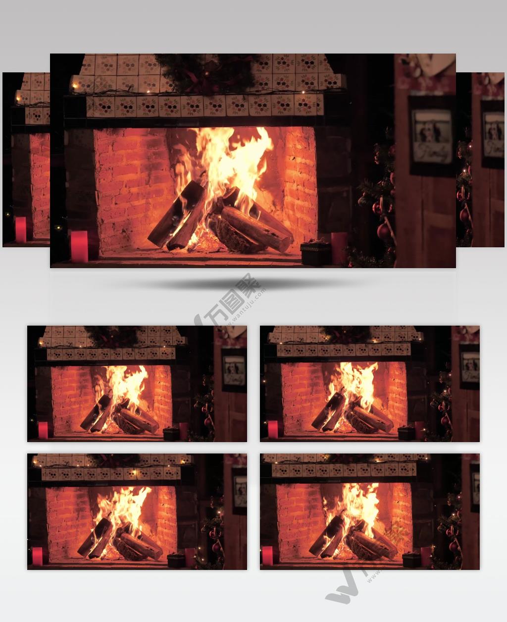圣诞节时炉火点燃的壁炉实拍视频
