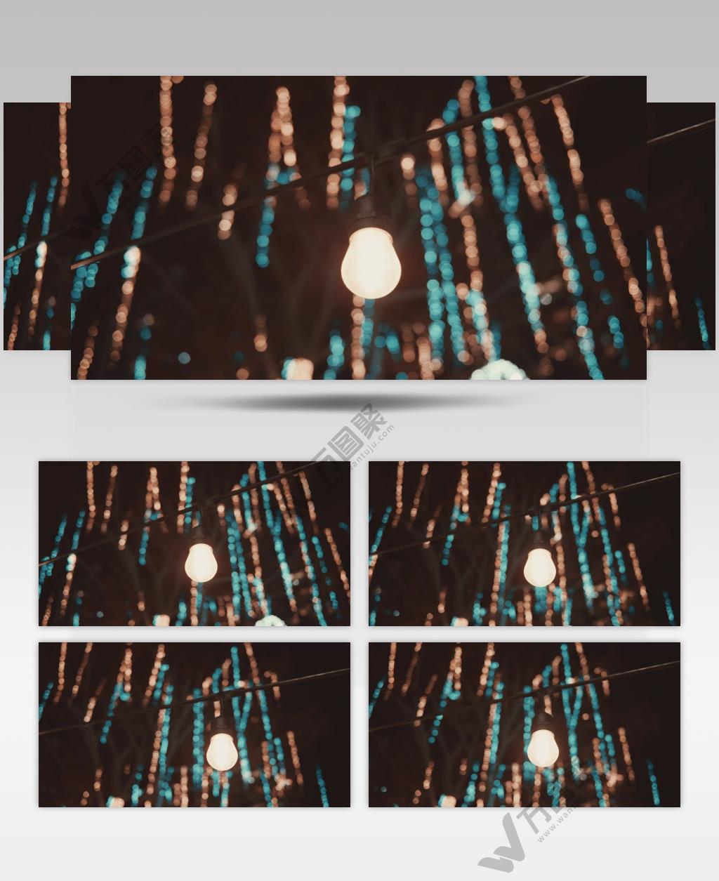 夜间圣诞节公园的彩灯灯光视频