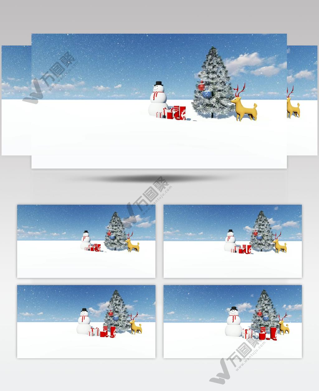 圣诞节圣诞树雪人麋鹿装饰动画视频