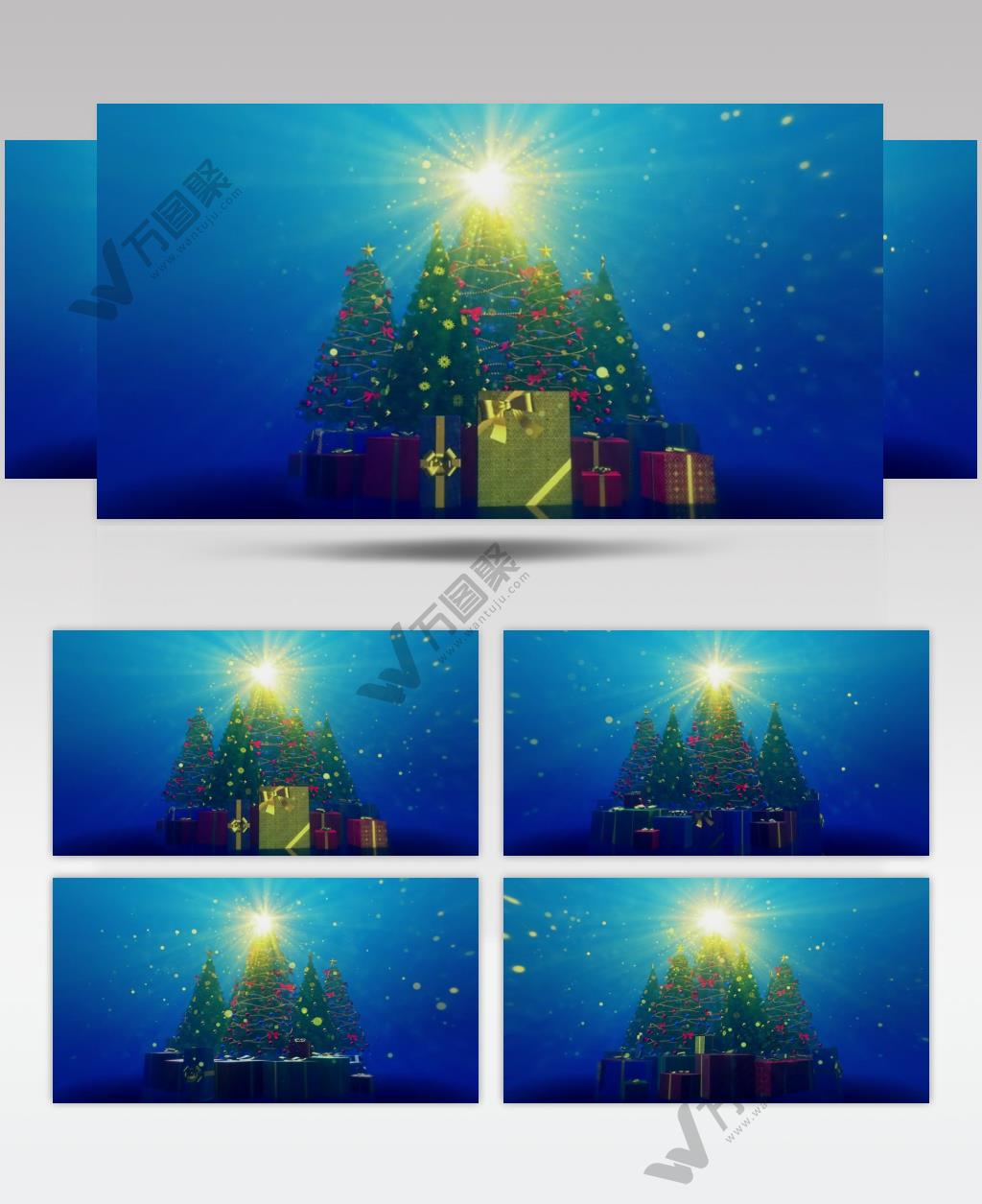 圣诞节星星闪耀的圣诞树动画视频