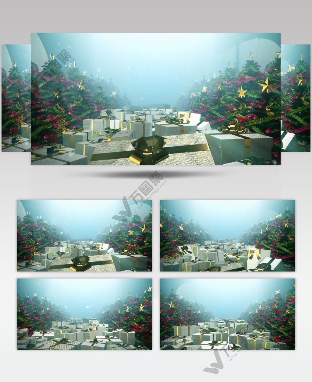 圣诞节满是礼物圣诞树动画视频