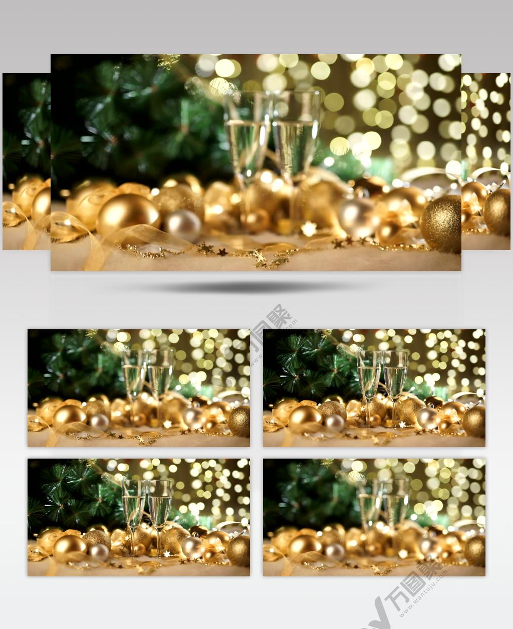 圣诞饰品香槟杯背景视频