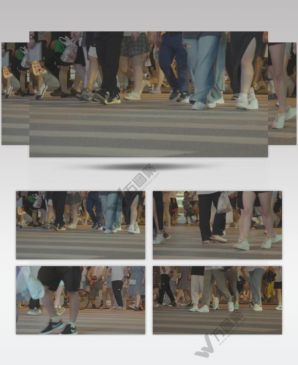 城市街头 繁华街道 斑马线上 络绎不绝的行人 脚步 4k素材