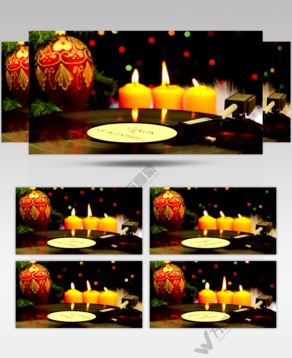 圣诞节蜡烛黑胶音乐背景视频