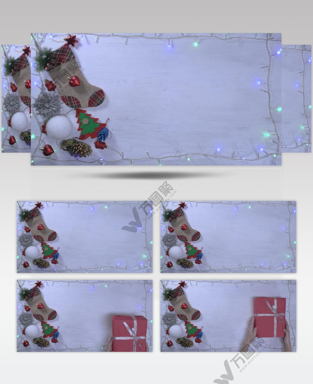 圣诞装饰品包装礼物的框架装饰视频