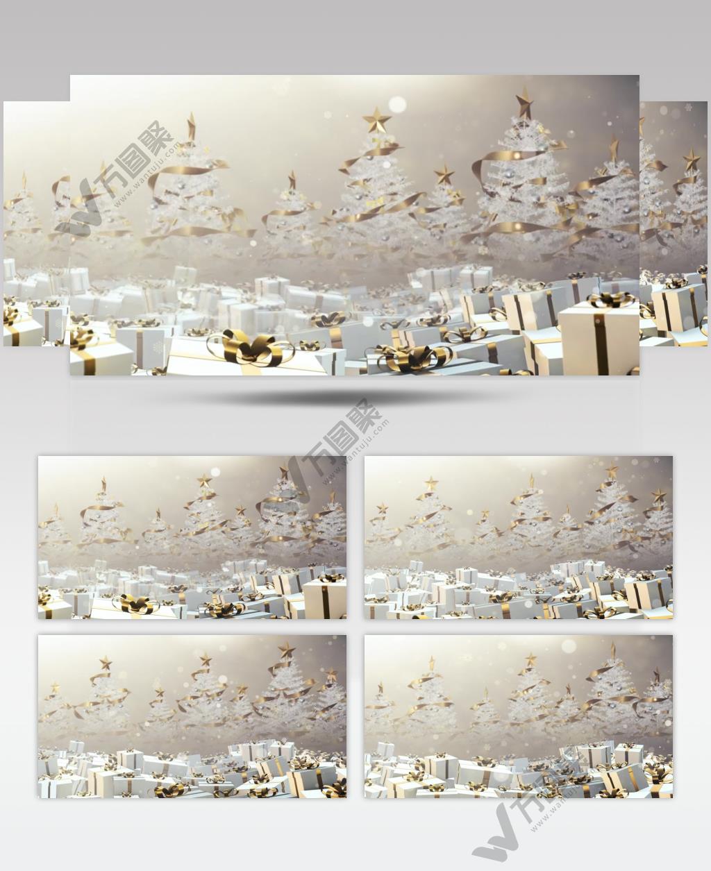 白色金色圣诞礼物的舞台动画视频