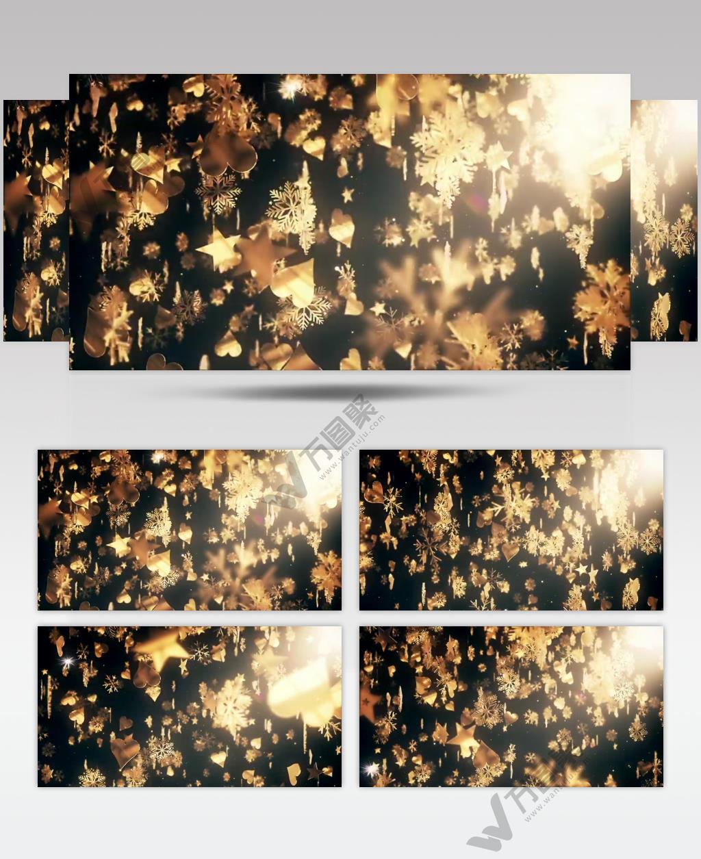 圣诞节落下金色雪花动画背景视频