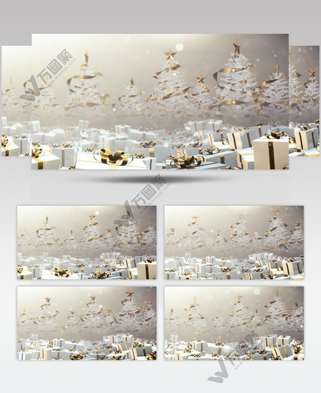 白色圣诞树和礼物动画视频