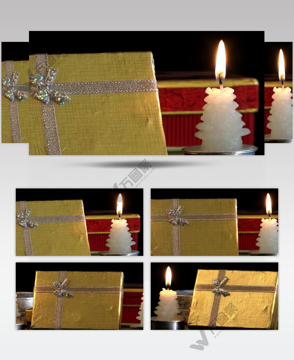 圣诞节礼盒和蜡烛视频