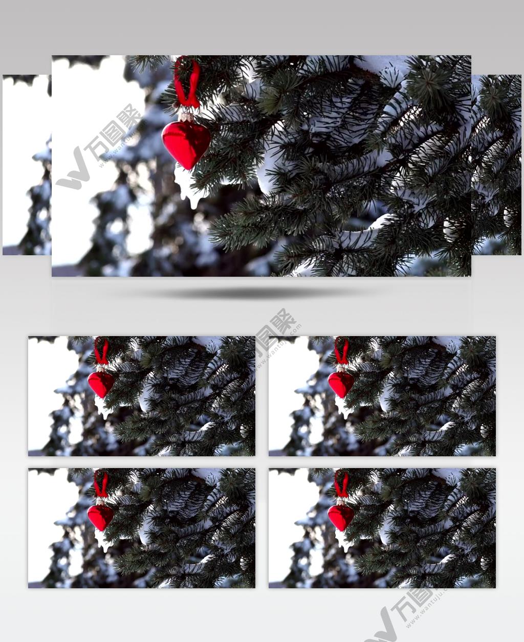 圣诞节圣诞树雪松心形装饰视频