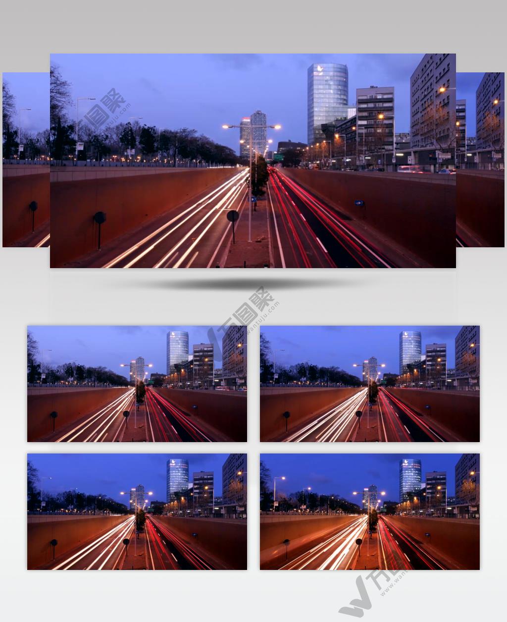 延时摄影夜幕降临下的地下隧道的交通视频