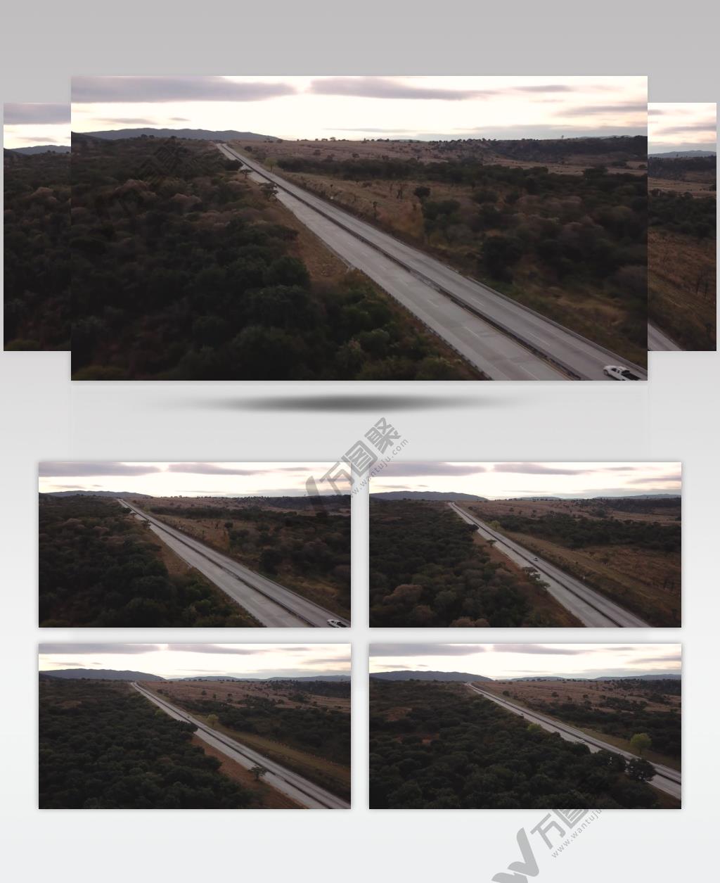 航拍高速公路上行驶汽车视频