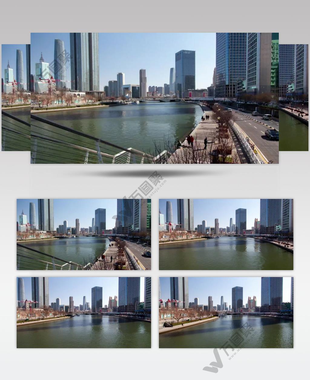 延时摄影城市建筑运河美景视频