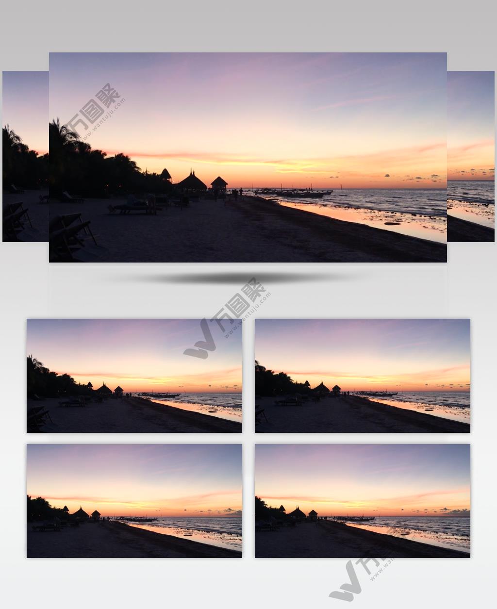 日落夕阳下的海滨美景视频