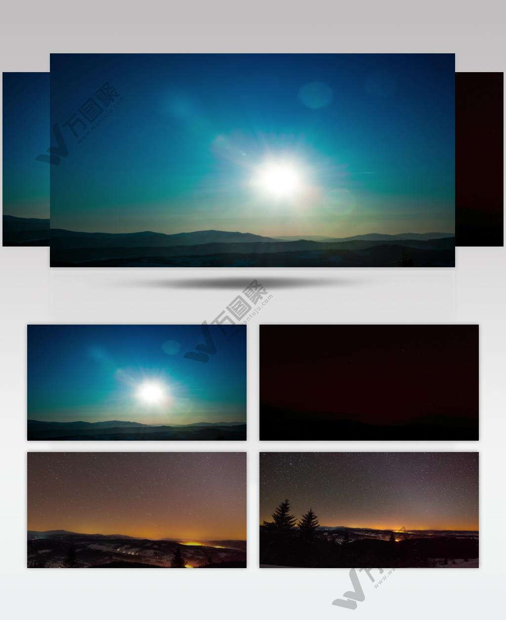 延时摄影清晨到日落的天空山脉视频