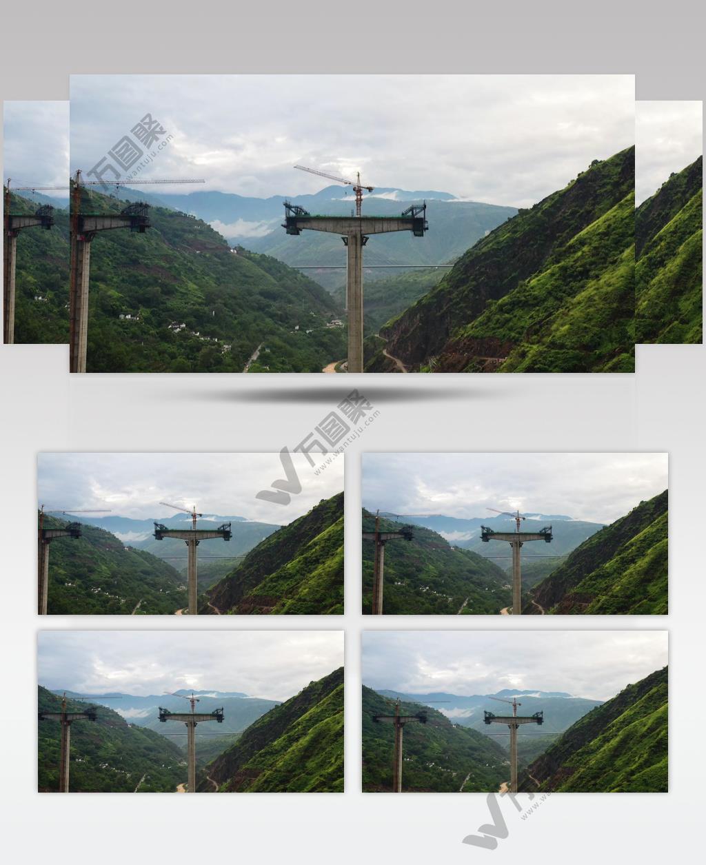 桥架桥梁修建现场航拍