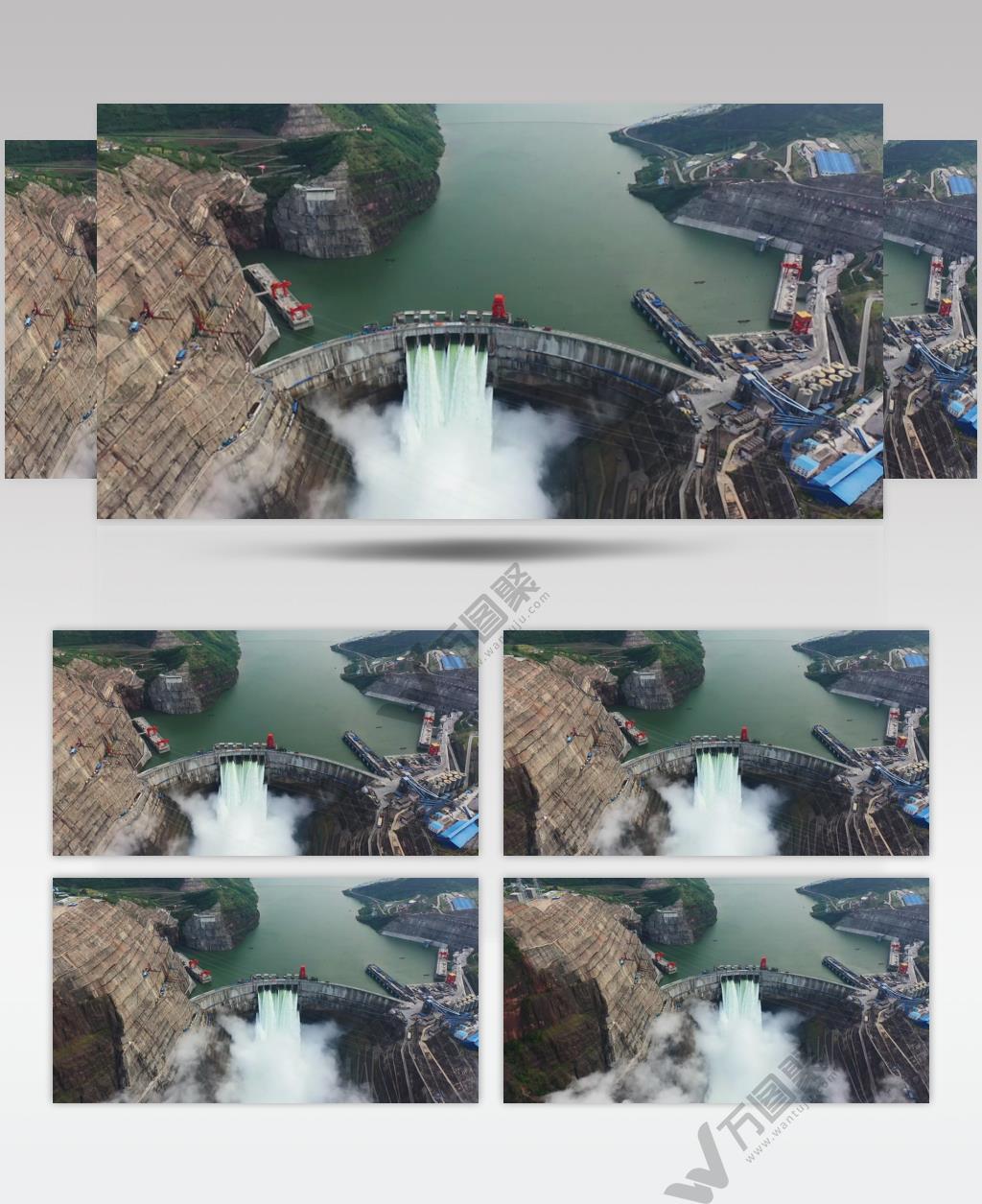 白鹤滩水电站七孔出水航拍