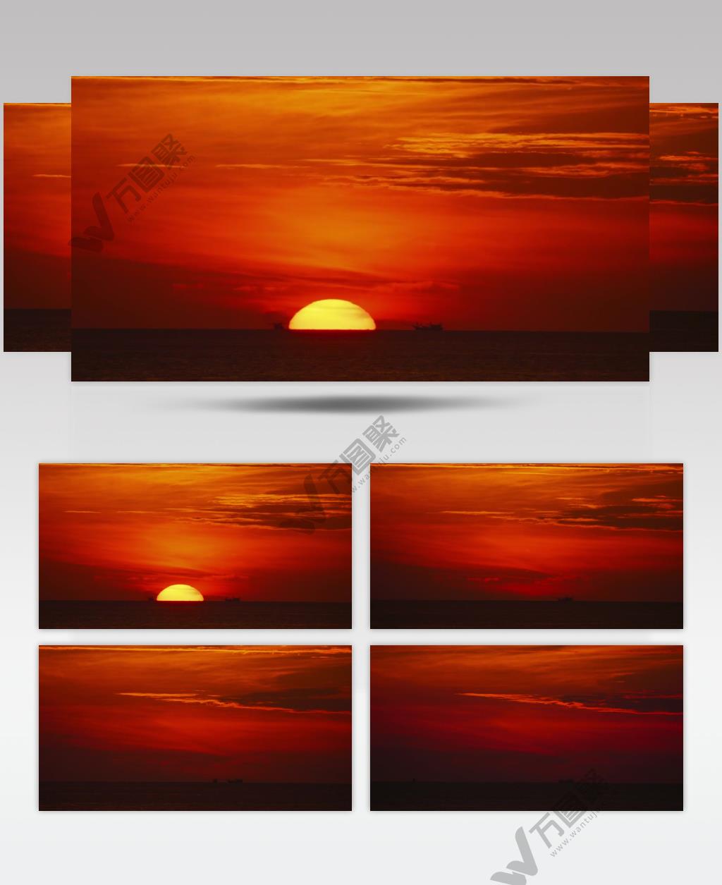 延时摄影大海上日落夕阳美景