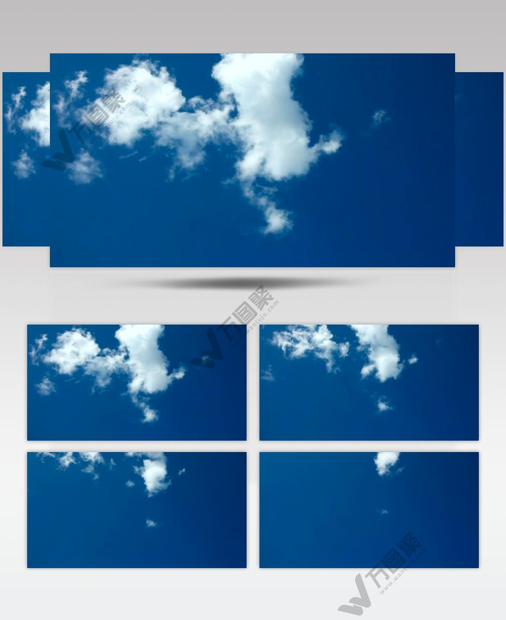 蓝色天空中的白云飘动视频