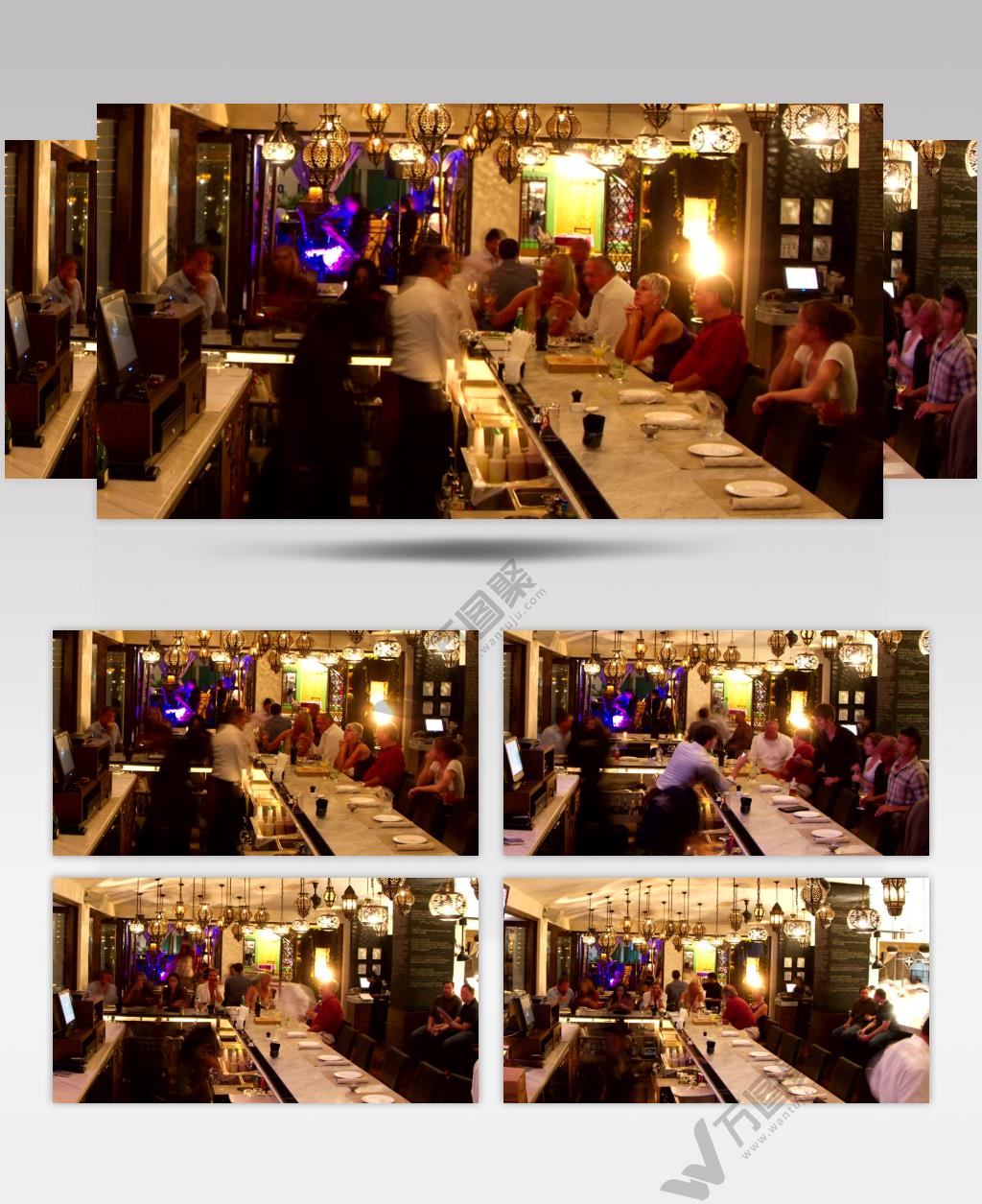 延时摄影繁忙优雅的酒吧人群