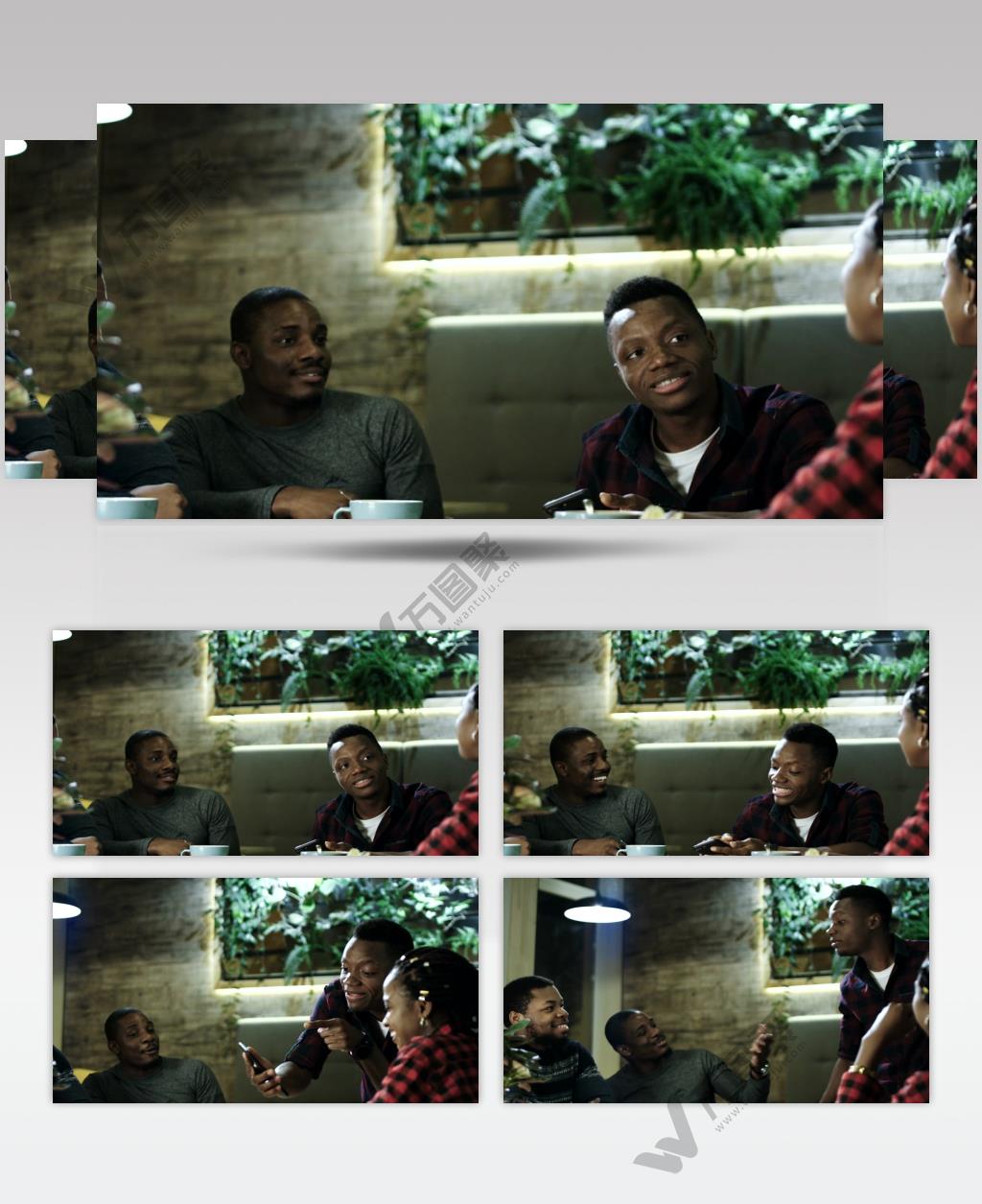 一群朋友在桌上喝咖啡聊天