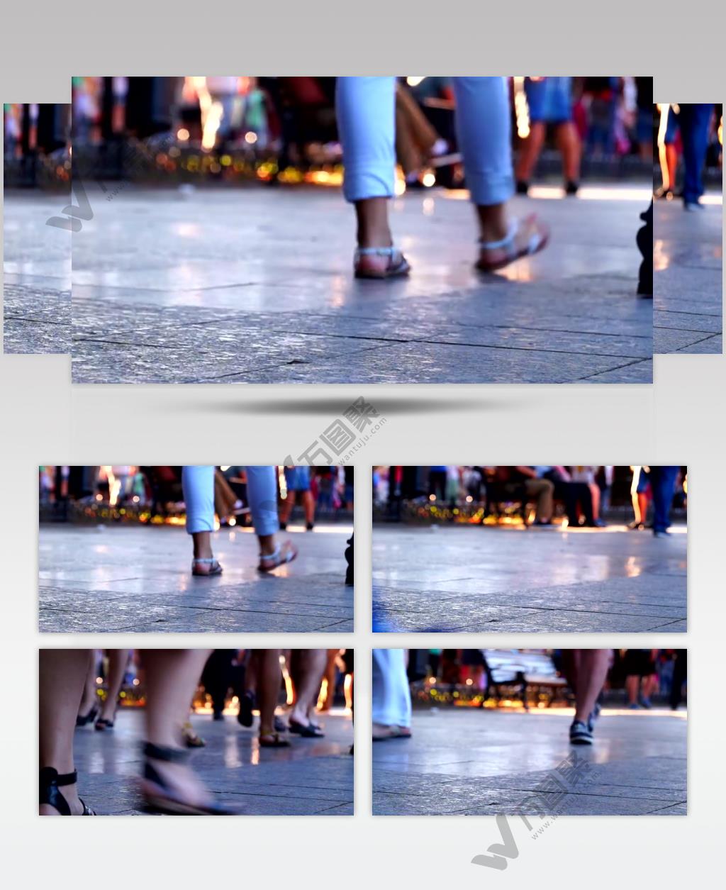  延时摄影人们在人行街道上行走