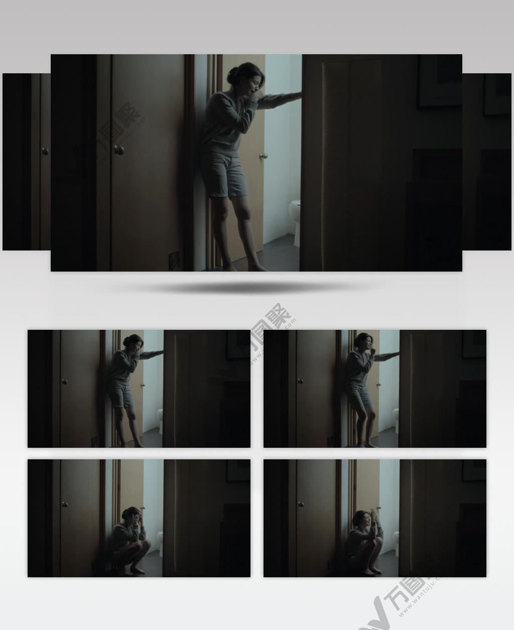 浴室门口哭泣的女人