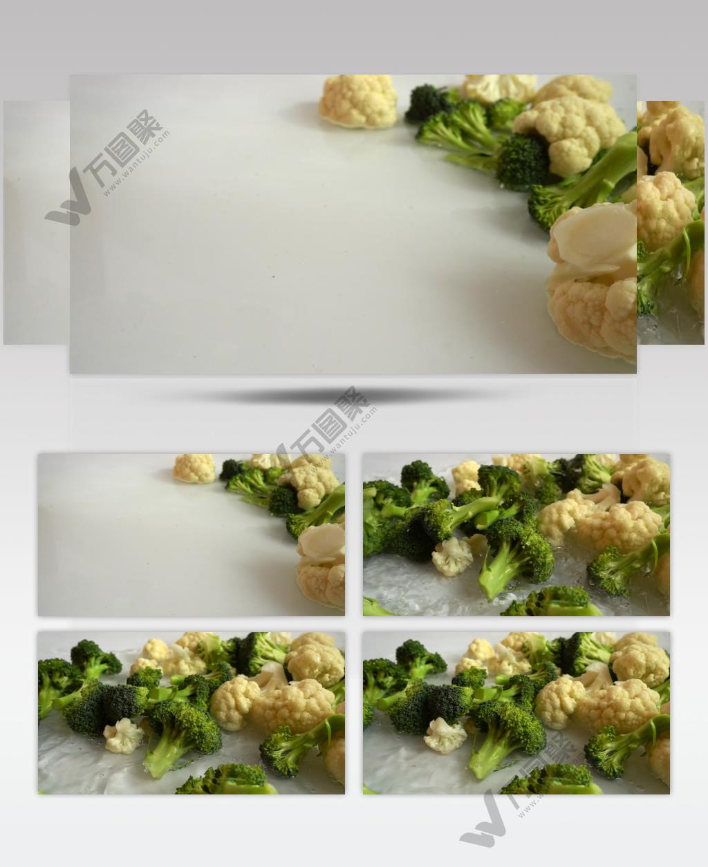 水池里落下的西兰花特写视频