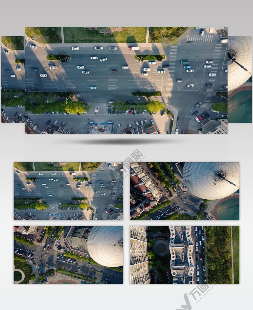 天津城区街道景观鸟瞰