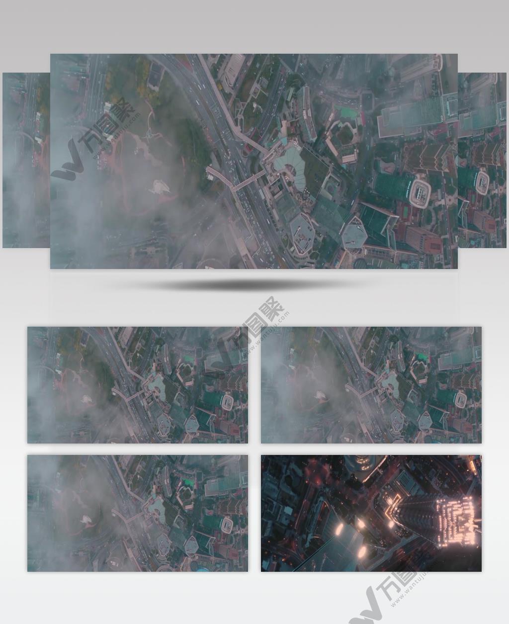 上海高楼大厦与灯景鸟瞰