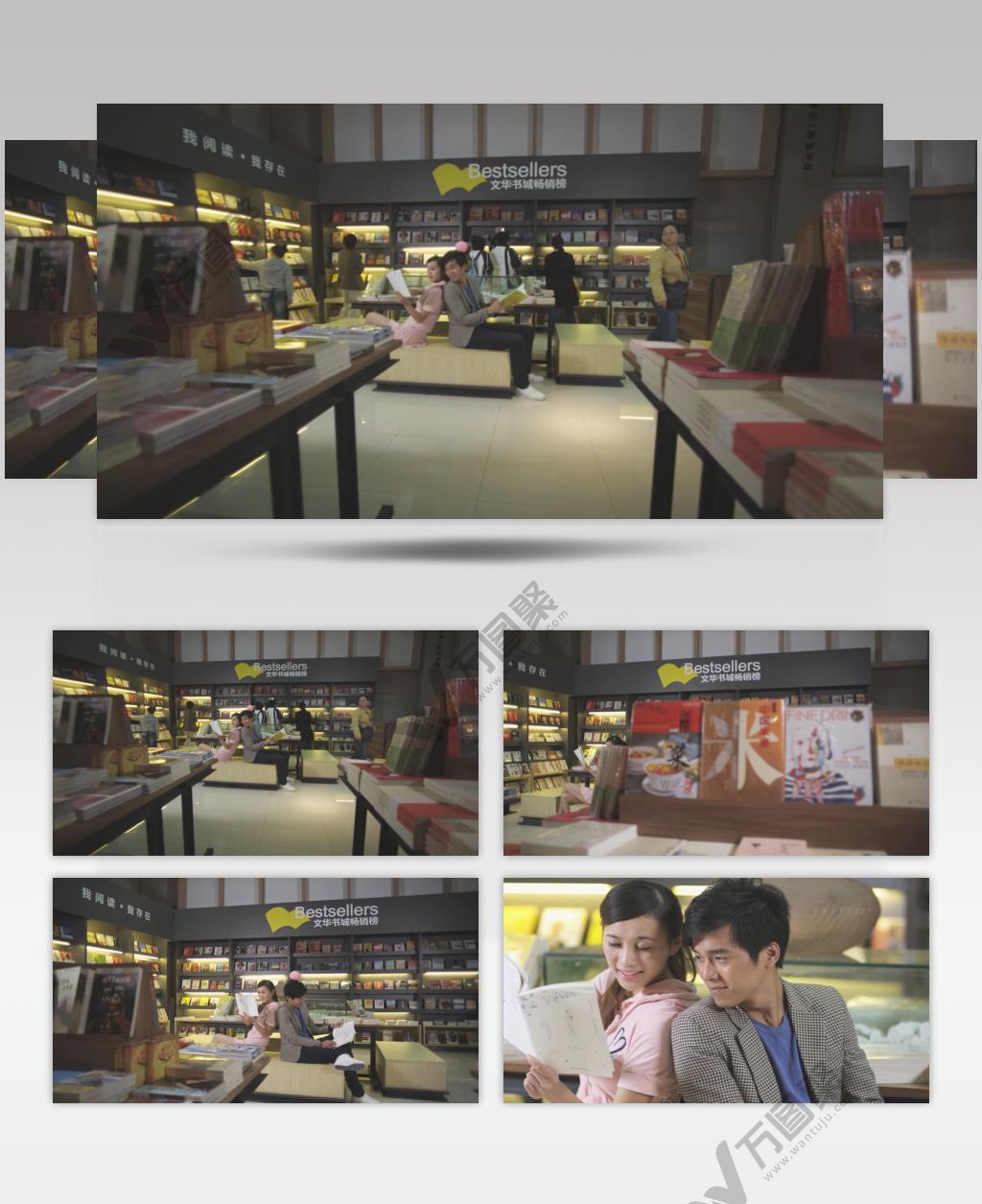 情侣图书馆看书学习知识广告视频素材