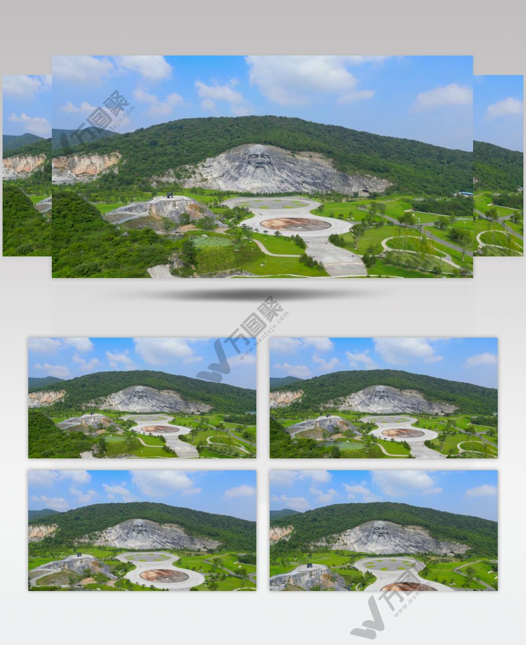 湖北襄阳伏羲山体石雕4K航拍